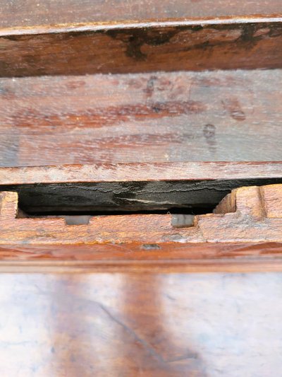 Cassapanca in legno intagliato, opera italiana o coloniale, XIX secolo