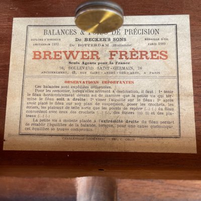 Pharmacy scale - Becker's Sons - 1889 - Complete with original weights
