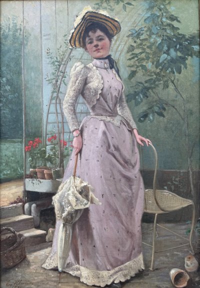 Ecole Française impressionniste - Elegante in La Serre, 1891 - Unterzeichnet