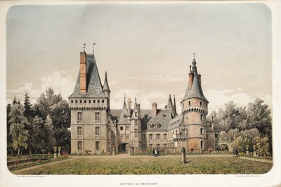 Château de Maintenon lithographie aquarellée 19ème