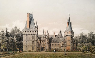 Château de Maintenon lithographie aquarellée 19ème