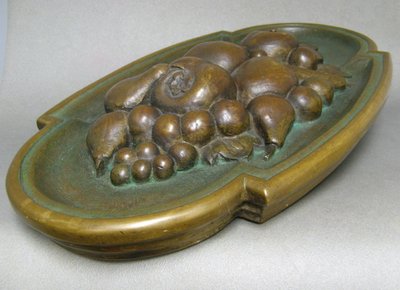 Bas Relief monumental 15 kg En Bronze à Décor De Fruits XIXe.