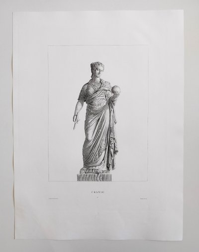 Etching Urania Mythological Engraving Greek Goddess 19th C Old Print