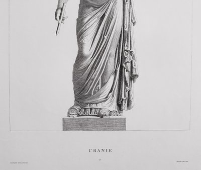 Etching Urania Mythological Engraving Greek Goddess 19th C Old Print