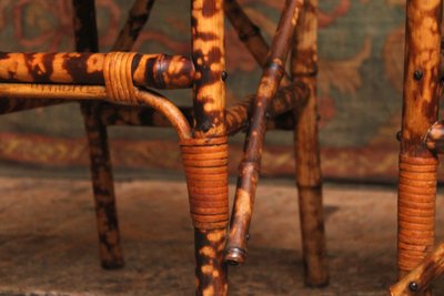 Coppia di sedie in bambù e rattan nello stile di Perret & Vibert, fine XIX secolo