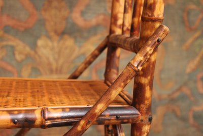 Coppia di sedie in bambù e rattan nello stile di Perret & Vibert, fine XIX secolo