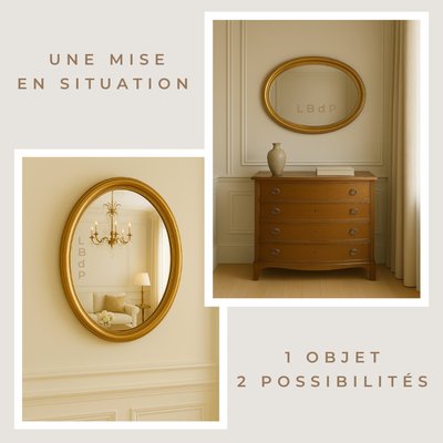 Miroir ovale doré 