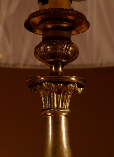 Pair of original table lamps in cast brass.