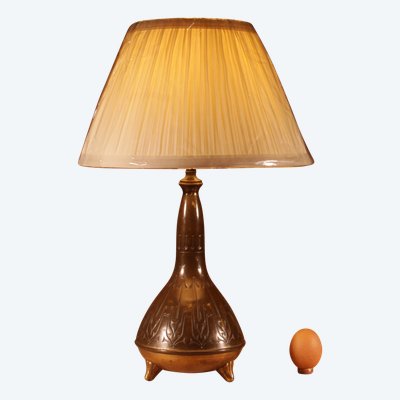 Elegant, original brass table lamp by the Amsterdam school.