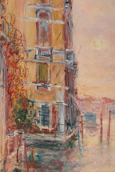 Serge Belloni (1925-2005) - Die Morgenröte über dem Rosa Haus am Canal Grande Öl auf Leinwand um 1970