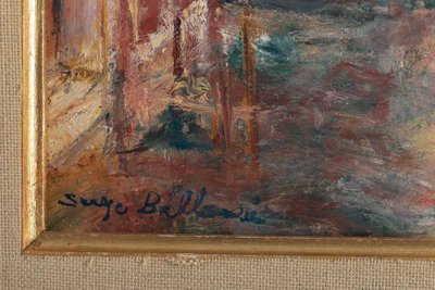 Serge Belloni (1925-2005) - Die Morgenröte über dem Rosa Haus am Canal Grande Öl auf Leinwand um 1970