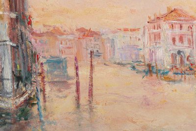 Serge Belloni (1925-2005) - Die Morgenröte über dem Rosa Haus am Canal Grande Öl auf Leinwand um 1970