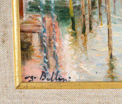 Serge Belloni (1925-2005) - La Maison Rose sur le Grand Canal huile sur panneau vers 1994