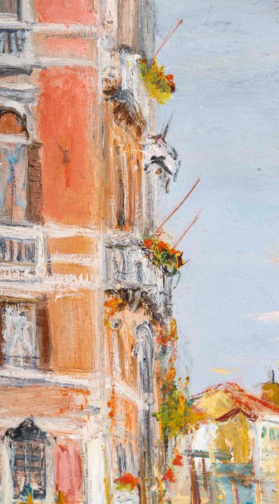Serge Belloni (1925-2005) - La Maison Rose sur le Grand Canal huile sur panneau vers 1994