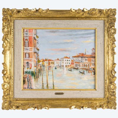 Serge Belloni (1925-2005) - La Maison Rose sur le Grand Canal huile sur panneau vers 1994