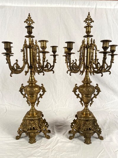 Large Louis XV style bronze mantelpiece, 20th century