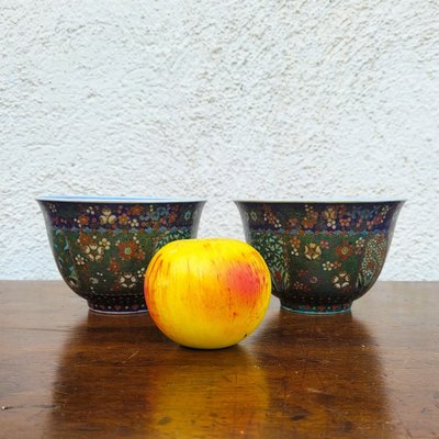  2 bols en cloisonné, Asie fin XIXème début XXème siècle