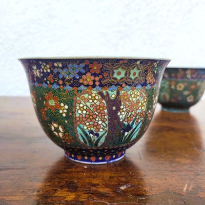  2 bols en cloisonné, Asie fin XIXème début XXème siècle