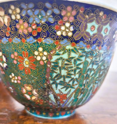  2 bols en cloisonné, Asie fin XIXème début XXème siècle