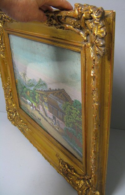Tableau En Broderie En Perles De Verre XIXe.
