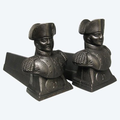 Pair De Chenets à l'Effigie De Napoléon 1er.