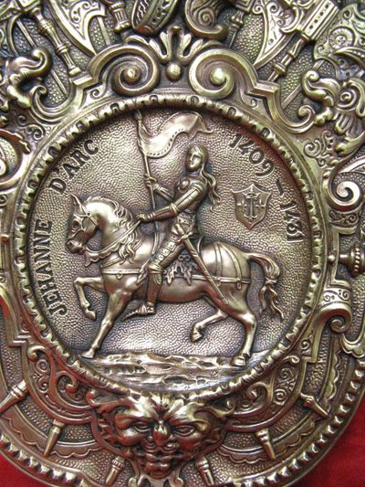 19th century Renaissance-style Bas Relief with the Effigy of Joan of Arc.