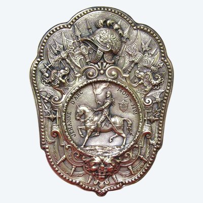 19th century Renaissance-style Bas Relief with the Effigy of Joan of Arc.