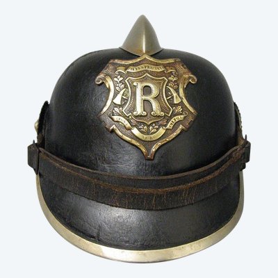Feuerwehrhelm Aus Dem Zweiten Reich Krieg Von 14/18. Bremen WWI.