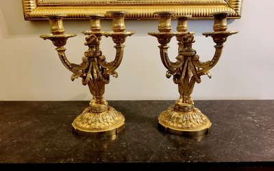 Coppia di candelabri in ormù in stile neoclassico secondo Delafosse JC. XIX secolo