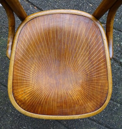 Set von 6 Bistrostühlen FISCHEL Frankreich 1932- Seltene Holzsitze- No Thonet, No Baumann