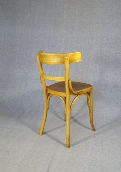 Set von 6 Bistrostühlen FISCHEL Frankreich 1932- Seltene Holzsitze- No Thonet, No Baumann