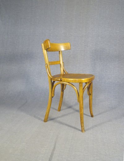 Set von 6 Bistrostühlen FISCHEL Frankreich 1932- Seltene Holzsitze- No Thonet, No Baumann