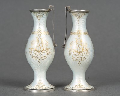 A pair of enamel miniature vases, late 19th century
