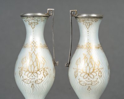 A pair of enamel miniature vases, late 19th century