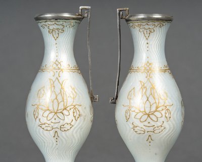 A pair of enamel miniature vases, late 19th century