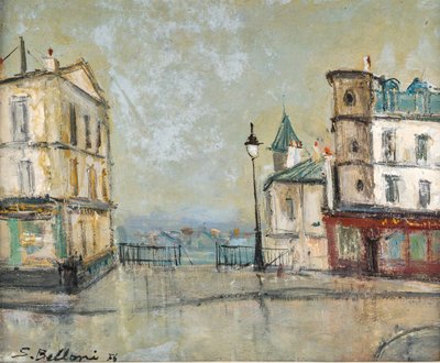 Serge Belloni (1925-2005) - Paris Le Belvedere Öl auf Holz um 1956