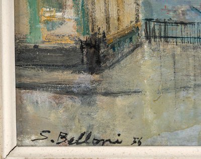 Serge Belloni (1925-2005) - Paris Le Belvedere Öl auf Holz um 1956