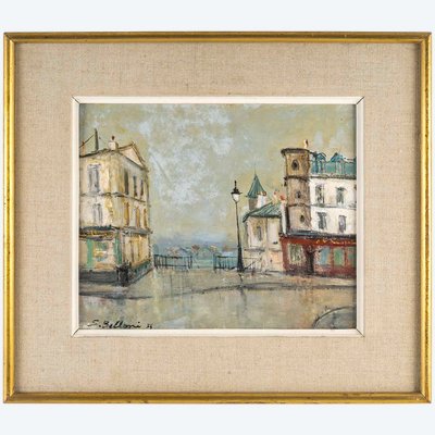 Serge Belloni (1925-2005) - Paris Le Belvedere Öl auf Holz um 1956