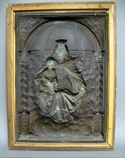 High Relief Copper Madonna and Child.