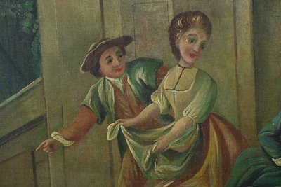 Specchio in legno dipinto Trumeau, stile Luigi XV - Prima metà del XX secolo