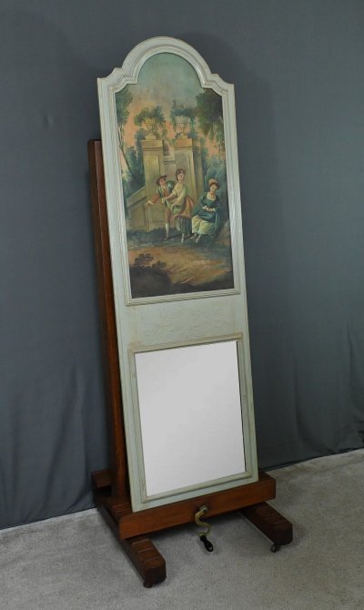 Specchio in legno dipinto Trumeau, stile Luigi XV - Prima metà del XX secolo