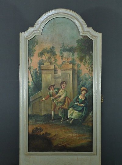 Specchio in legno dipinto Trumeau, stile Luigi XV - Prima metà del XX secolo