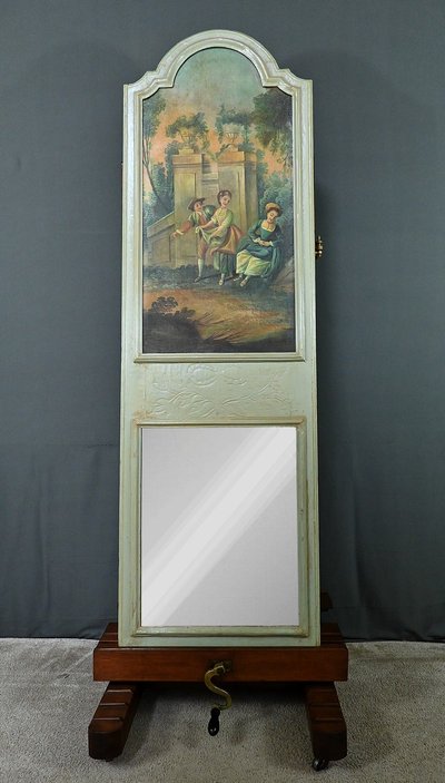 Specchio in legno dipinto Trumeau, stile Luigi XV - Prima metà del XX secolo