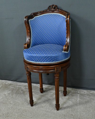 Beech Swivel Harpist Chair, Louis XVI style - Early 20th century
