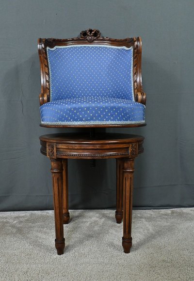 Beech Swivel Harpist Chair, Louis XVI style - Early 20th century