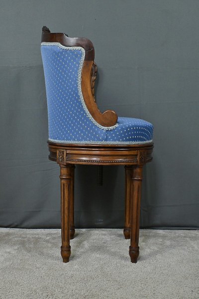 Beech Swivel Harpist Chair, Louis XVI style - Early 20th century