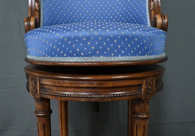 Beech Swivel Harpist Chair, Louis XVI style - Early 20th century