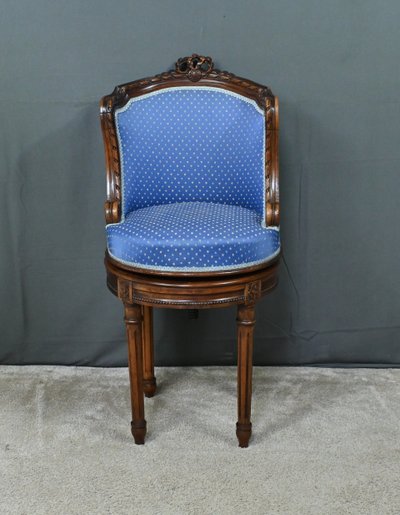 Beech Swivel Harpist Chair, Louis XVI style - Early 20th century