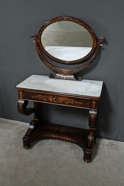 Coiffeuse en Palissandre et Marqueterie, époque Charles X – Début XIXe