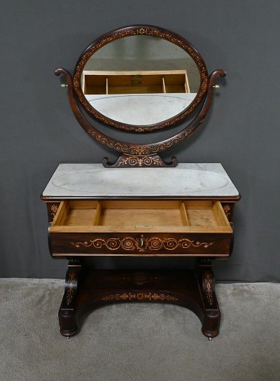 Coiffeuse en Palissandre et Marqueterie, époque Charles X – Début XIXe